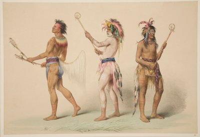 Illustration of Lacrosse Players, from Illustrations of the Manners, Customs & Conditions of the North American Indians, London, 1845 by George Catlin